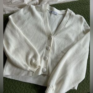 White Buttondown Zara Sweater